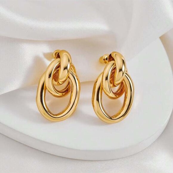 Jewelry - Chunky Double Oval Link Earrings | 18K Gold Filled Over Sterling Silver